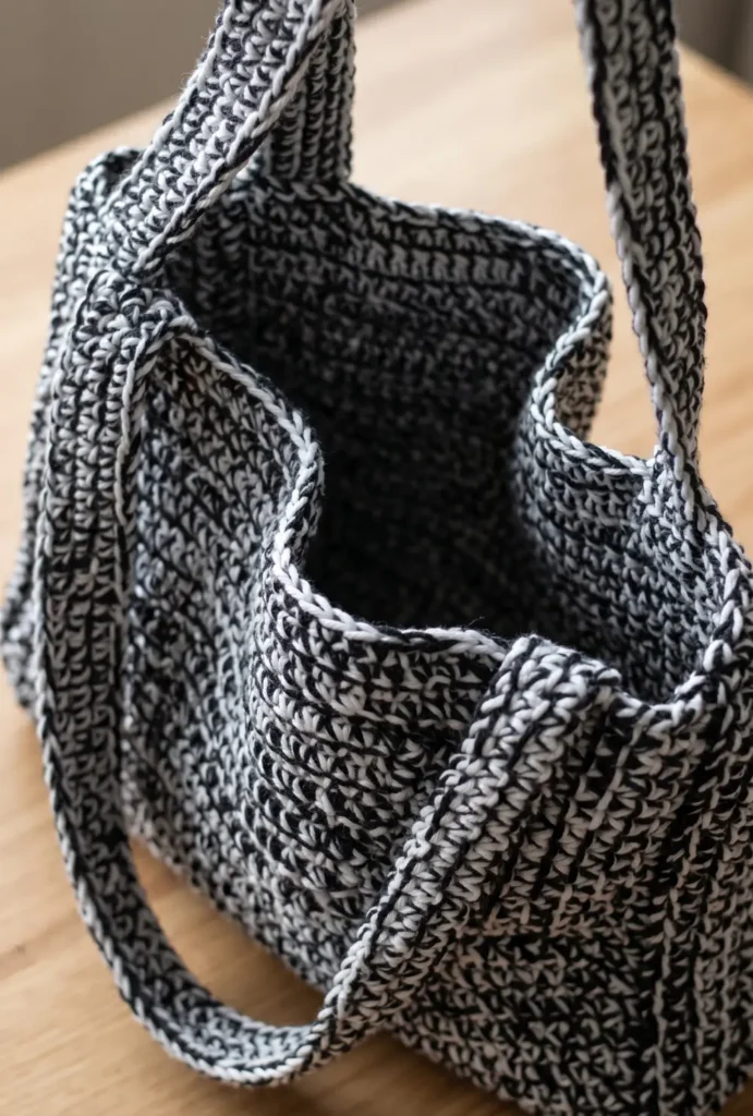Thermal Stitch Crochet Crossbody Bag