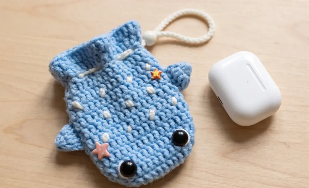 Whale Drawstring Pouch Crochet Bag