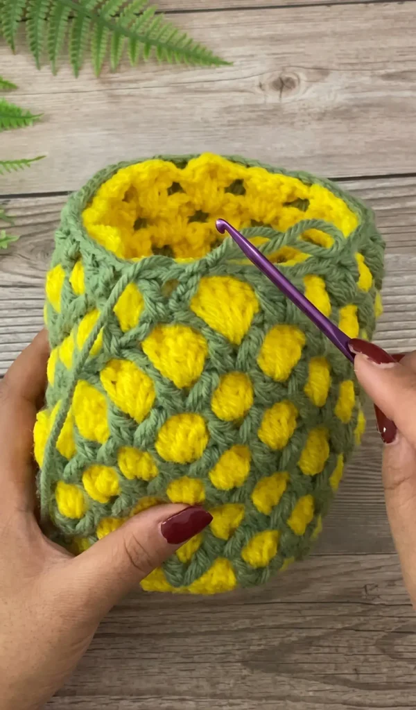 3D Pineapple Drawstring Crochet Bag