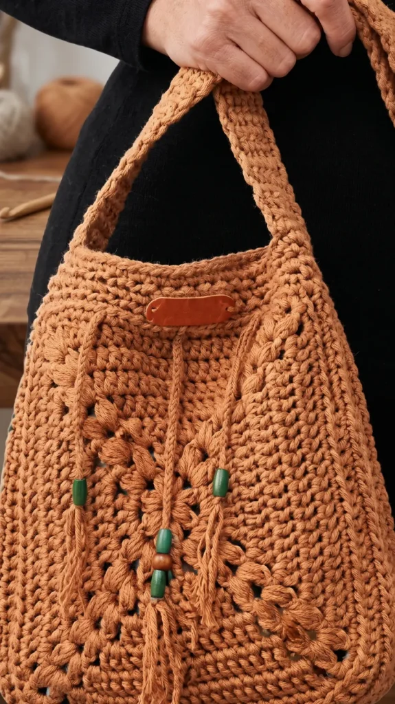 Boho crochet crossbody bag