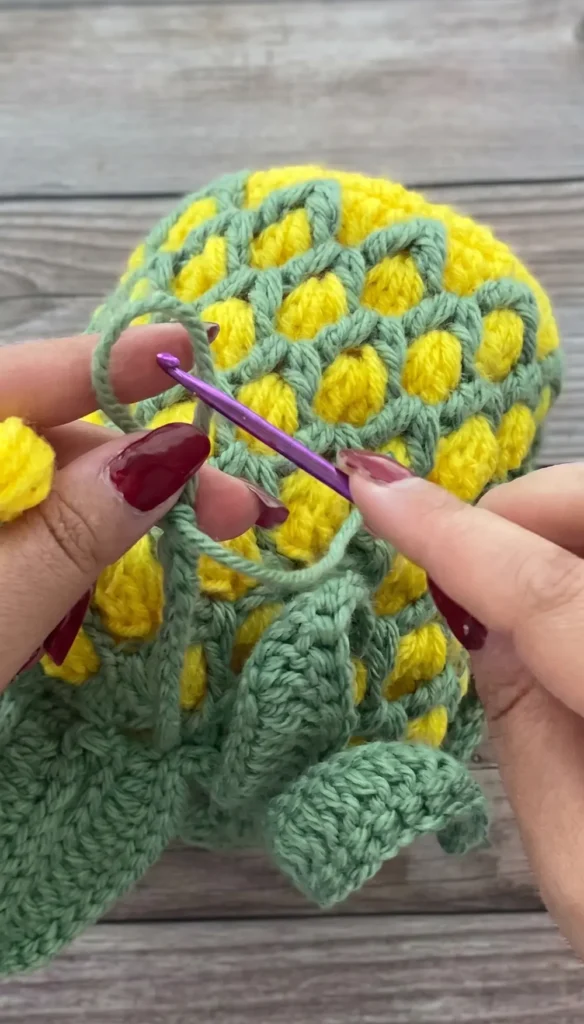 3D Pineapple Drawstring Crochet Bag