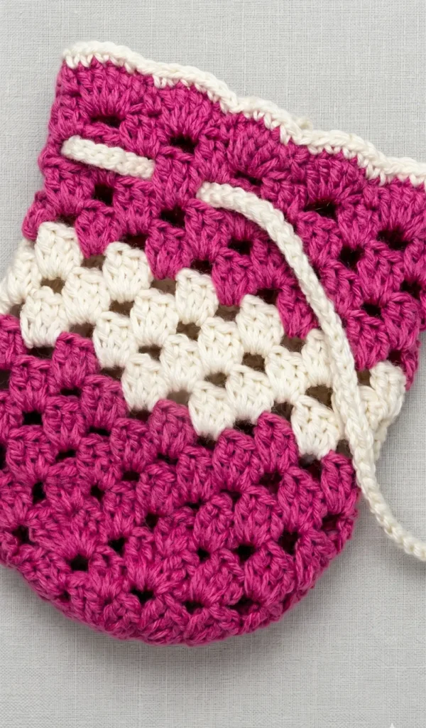 Granny Stitch Drawstring Crochet Bag