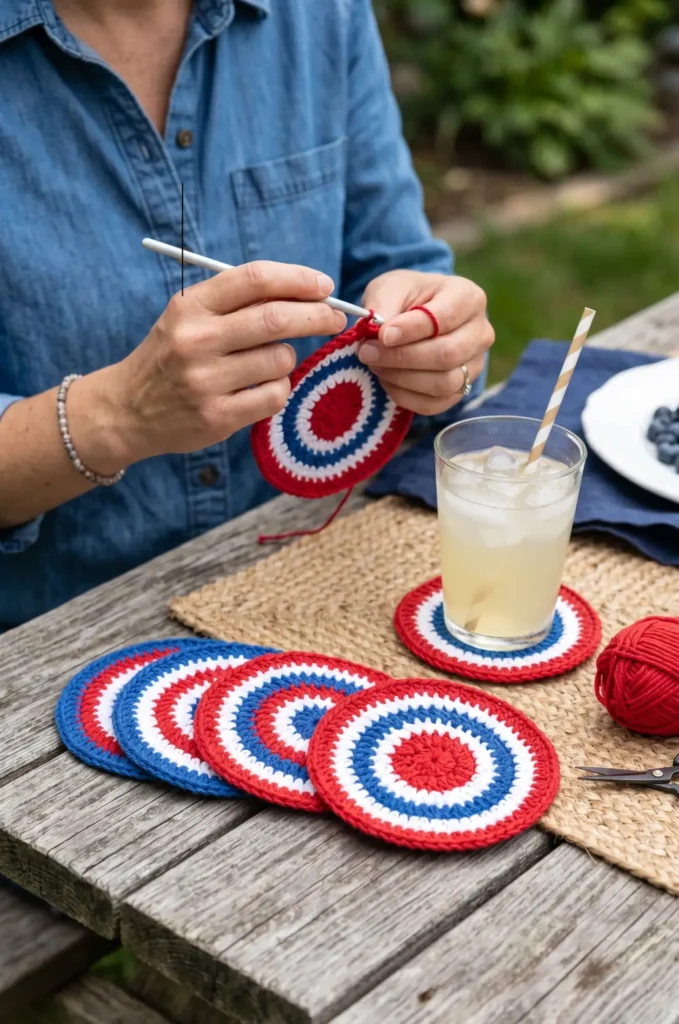 4th of July Crochet Coaster Pattern