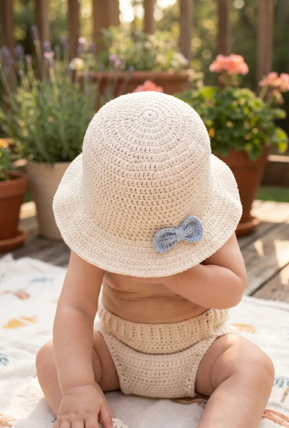 Baby Sun Hat and Diaper Cover Set