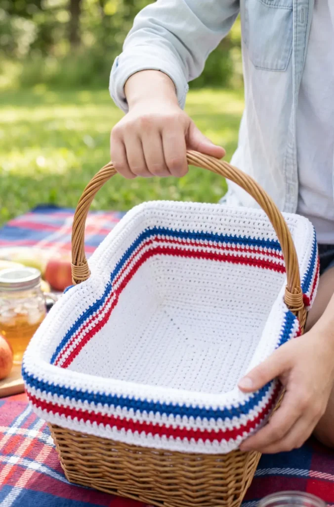 Beginner-Friendly Crochet Picnic Basket Liner