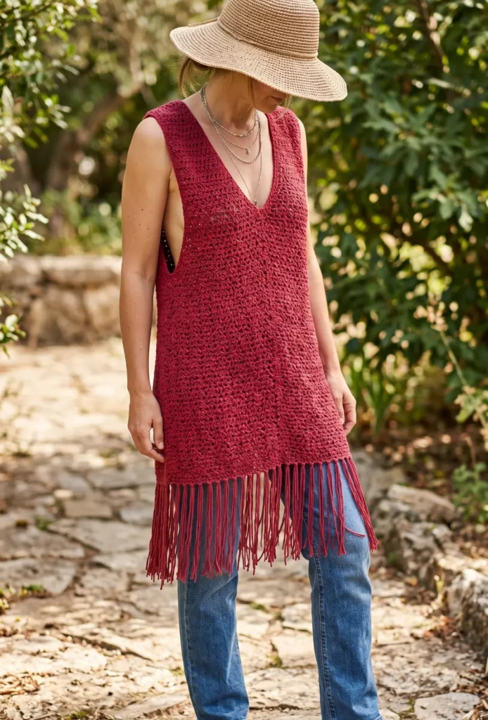 Boho Crochet Tunic with Jeans