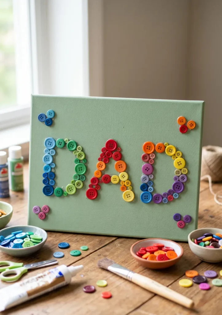 Button Art Father's Day Canvas