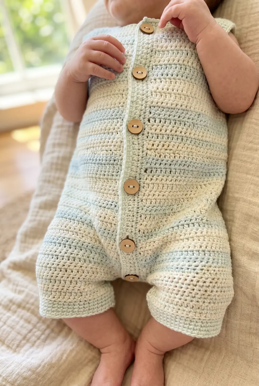 Button-Down Crochet Baby Romper