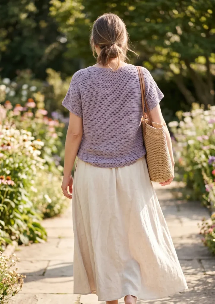 Casual Crochet Tee with Maxi Skirt