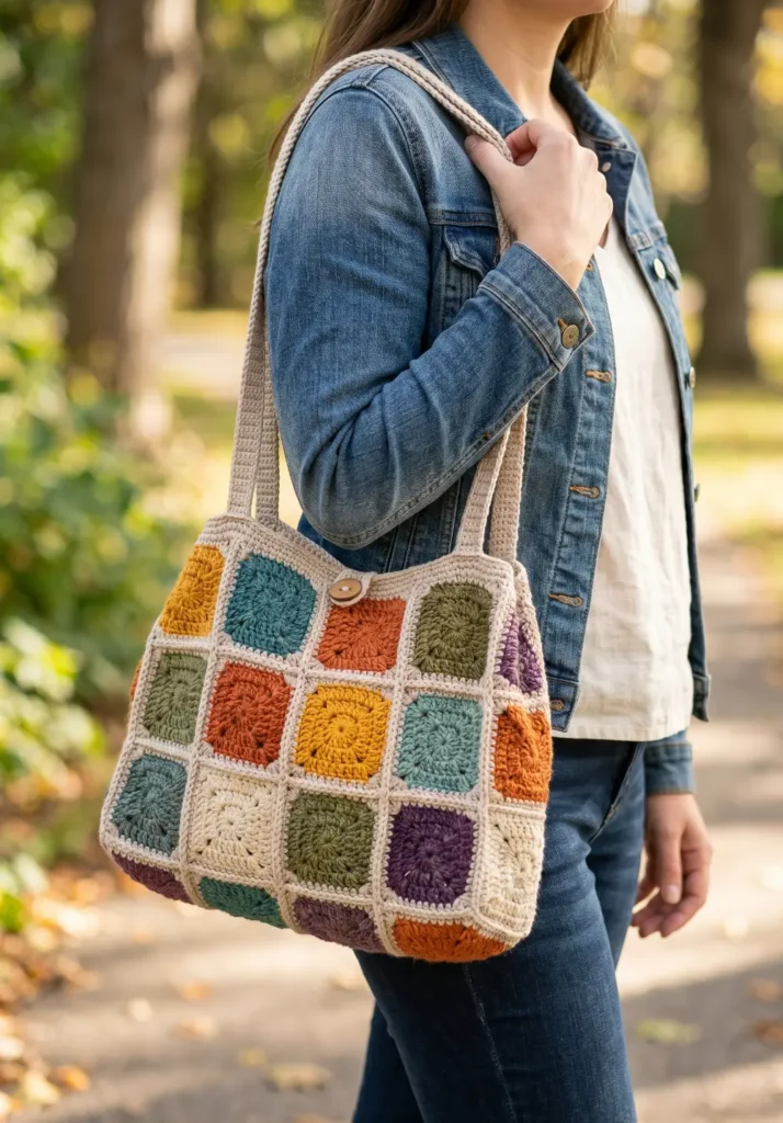 Colorful Patchwork Crochet Purse