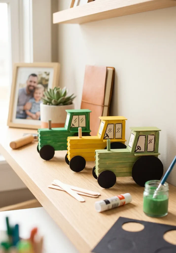 Craft Stick Tractor Decoration