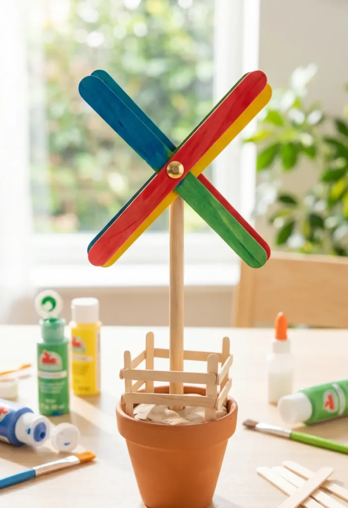 Craft Stick Windmill Decoration
