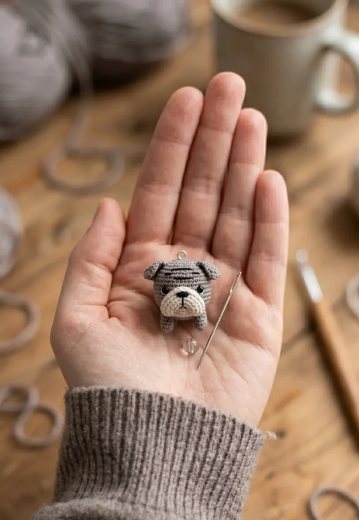 Crochet Bulldog Keychain for Beginners