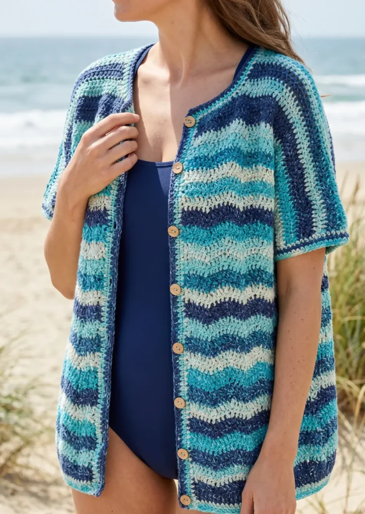 Crochet Button-Up Beach Cardigan