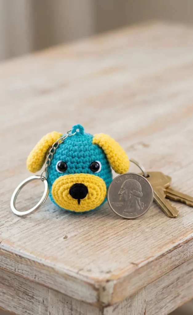 Crochet Cartoon Dog Keychain Idea