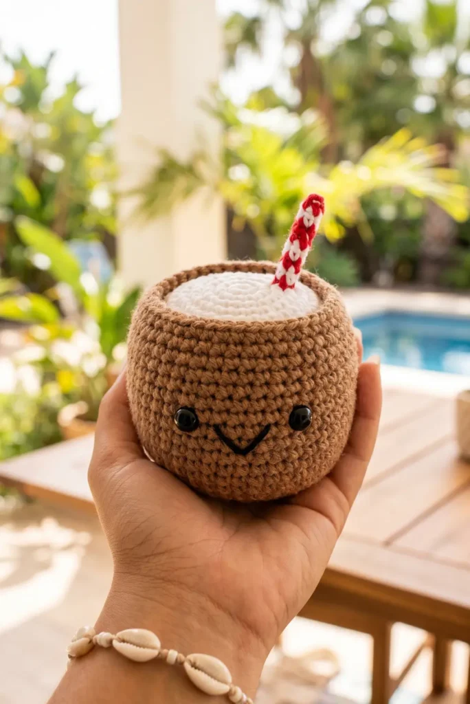Crochet Coconut Drink Plush