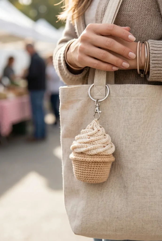 Crochet Cupcake Keychain