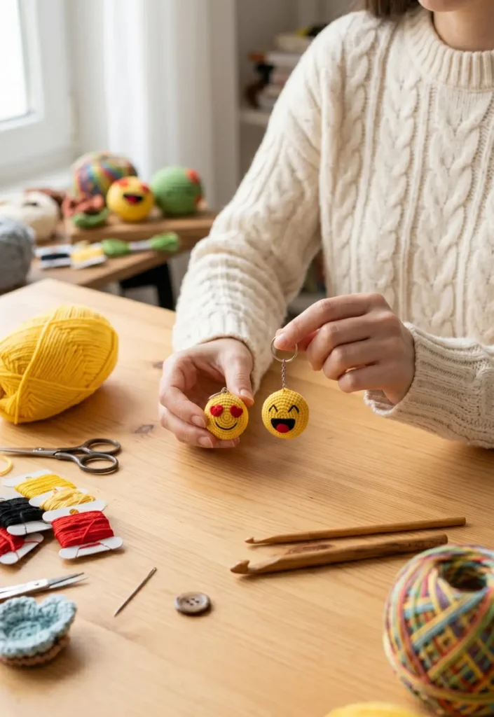 Crochet Emoji Face Keychain Ideas