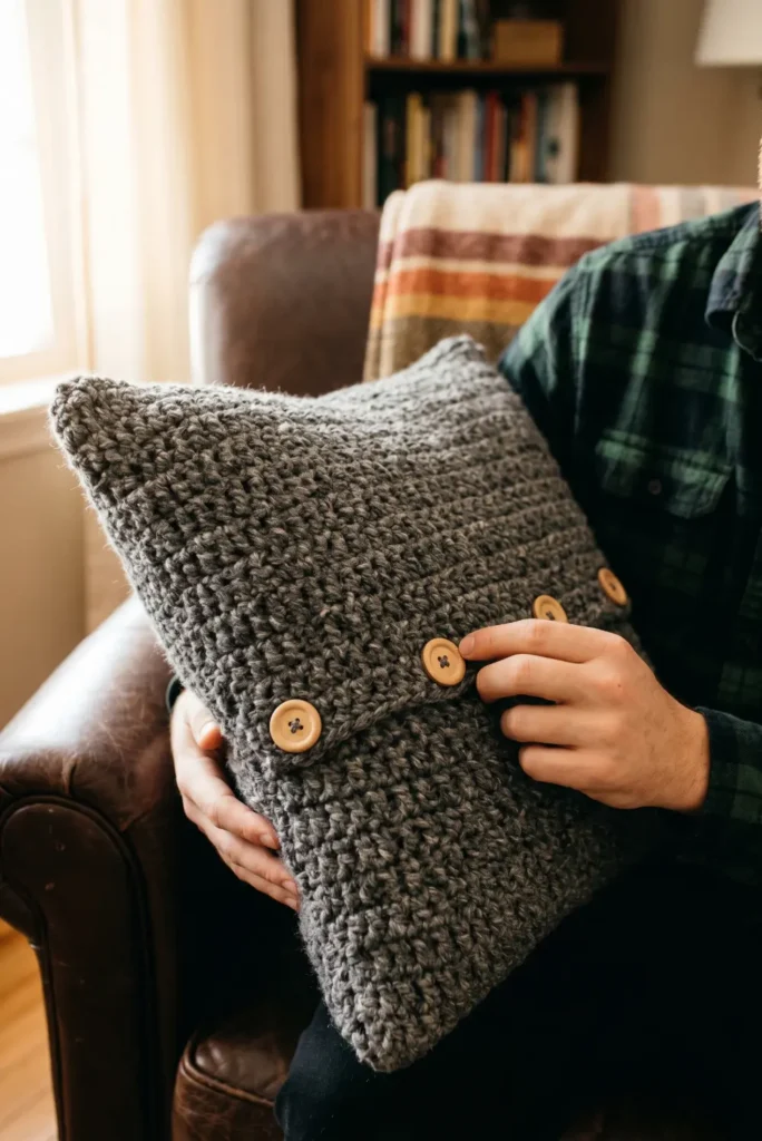 Crochet Father's Day Pillow Cover