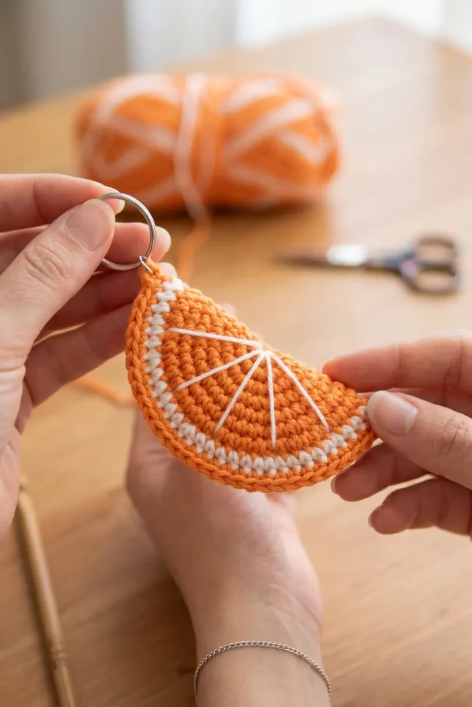 Crochet Lemon Slice Charm