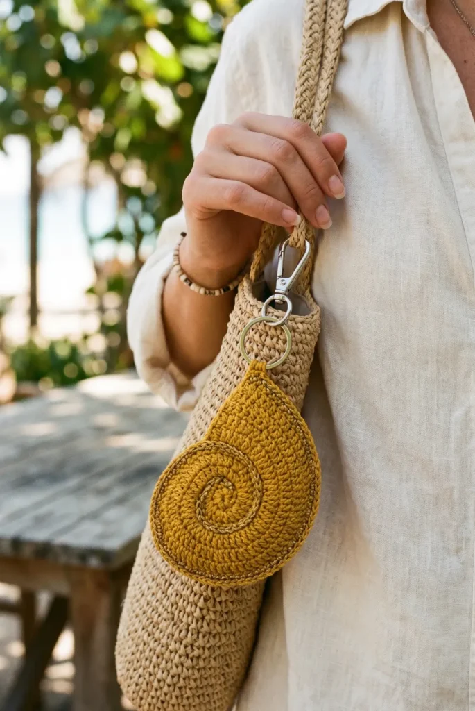 Crochet Seashell Summer Keychain