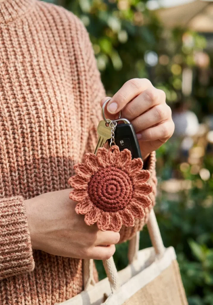 Crochet Sunflower Keychain