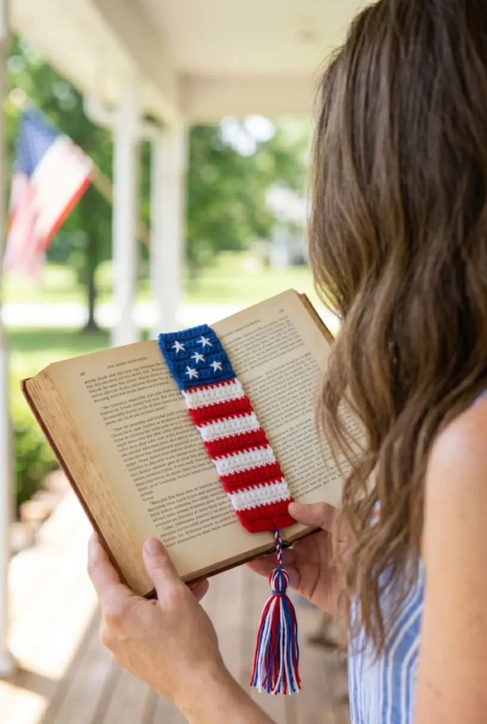 Crochet USA Flag Bookmark Pattern