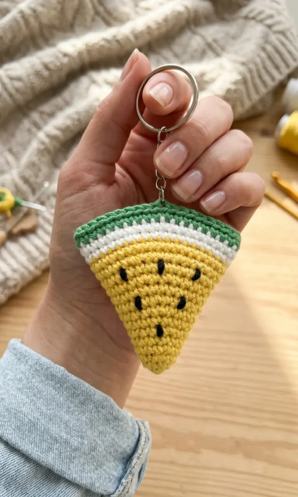Crochet Watermelon Slice Keychain