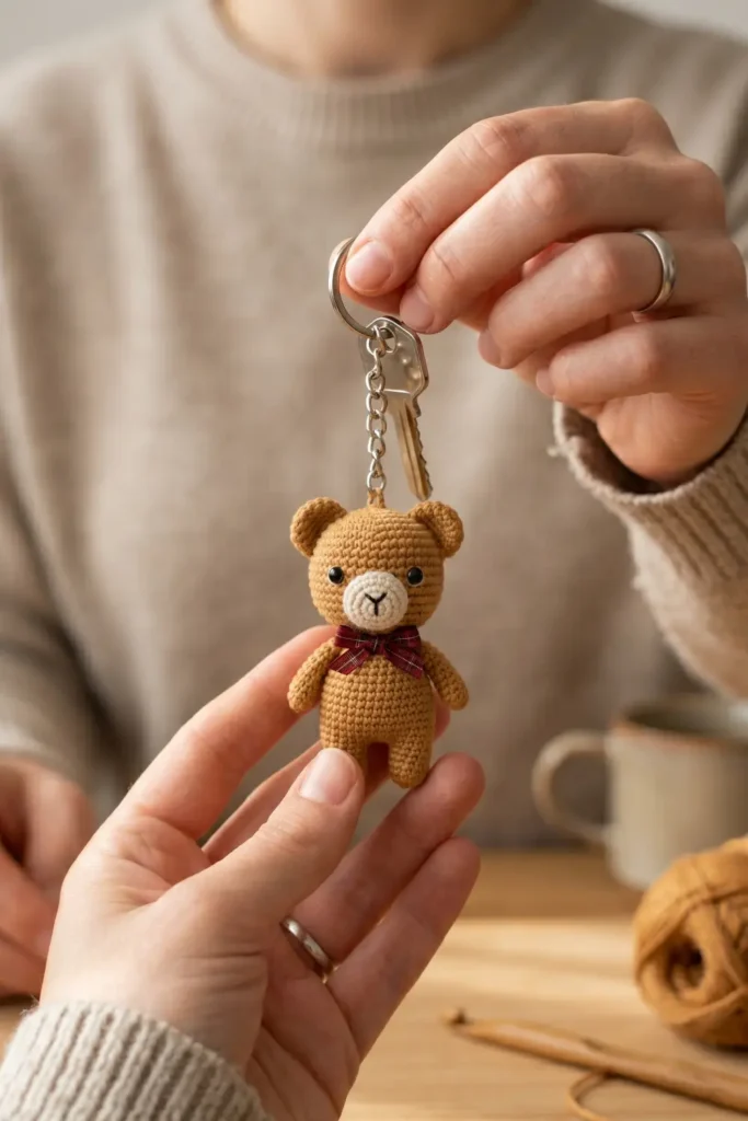 Cute Amigurumi Teddy Keychain
