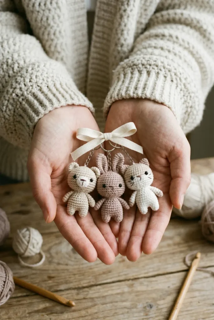 Cute Animal Amigurumi Keychain Set
