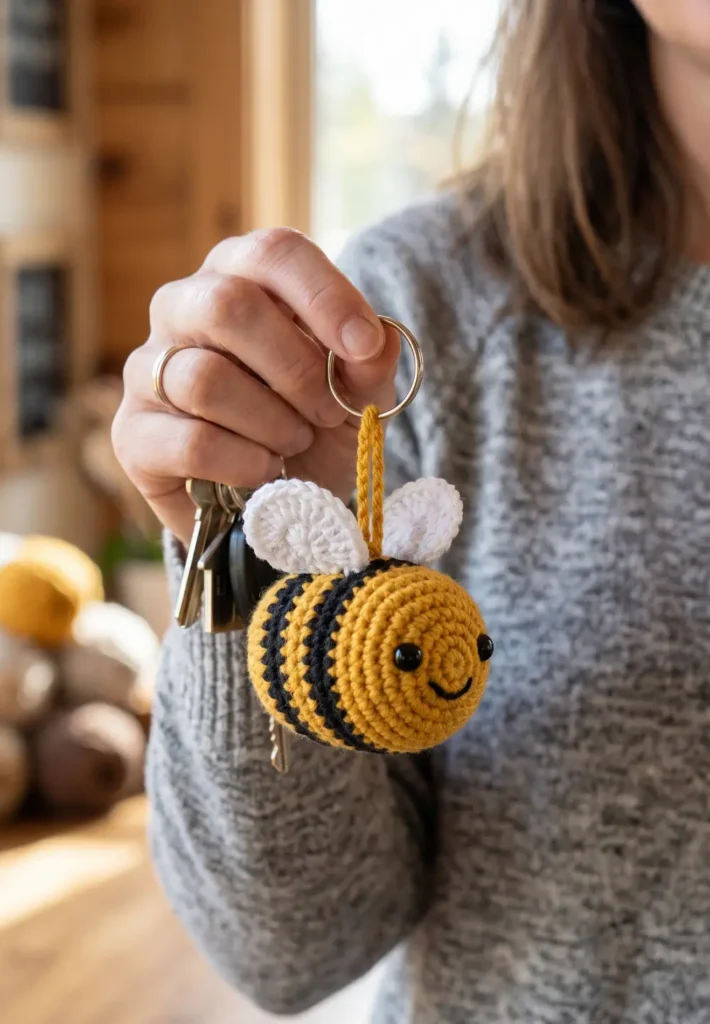 Cute Bee Amigurumi Keychain