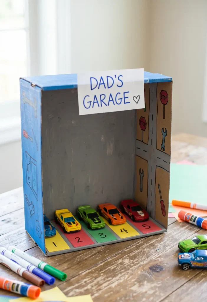 DIY Father's Day Car Garage Craft