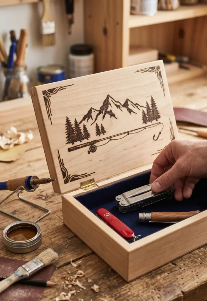 DIY Wood Burned Pocket Knife Box