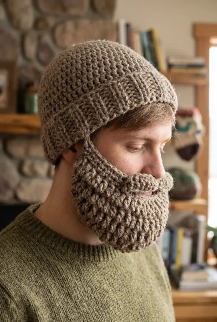 Easy Crochet Beard Hat for Dad