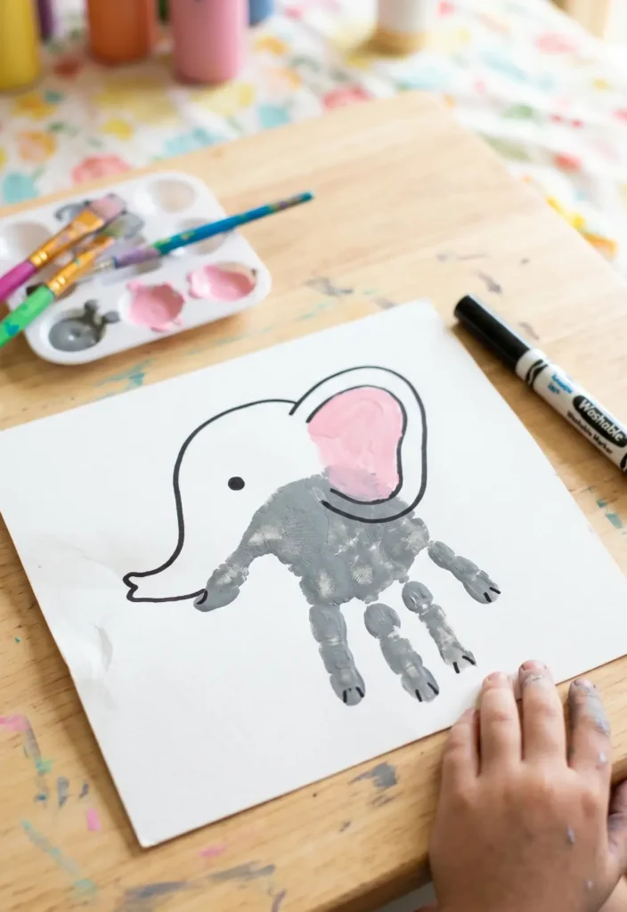 Easy Handprint Elephant Art