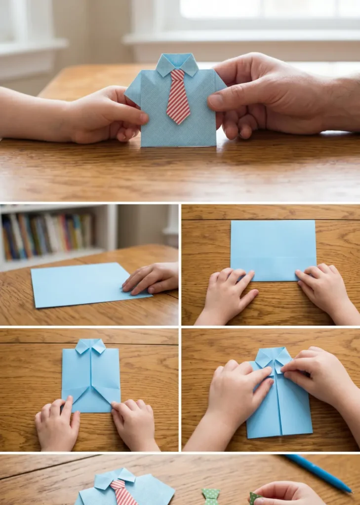 Easy Origami Shirt and Tie Card