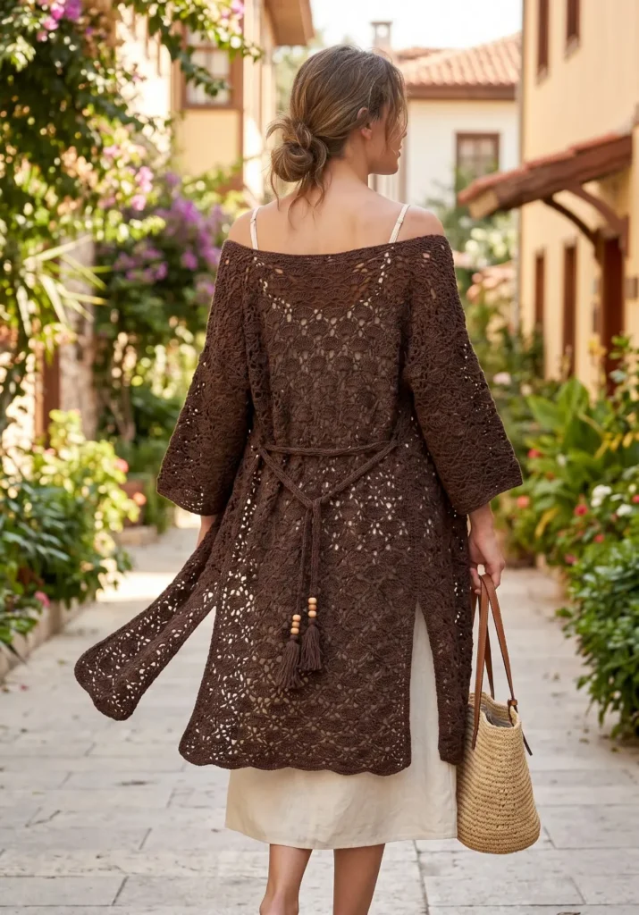 Elegant Crochet Kimono Outfit