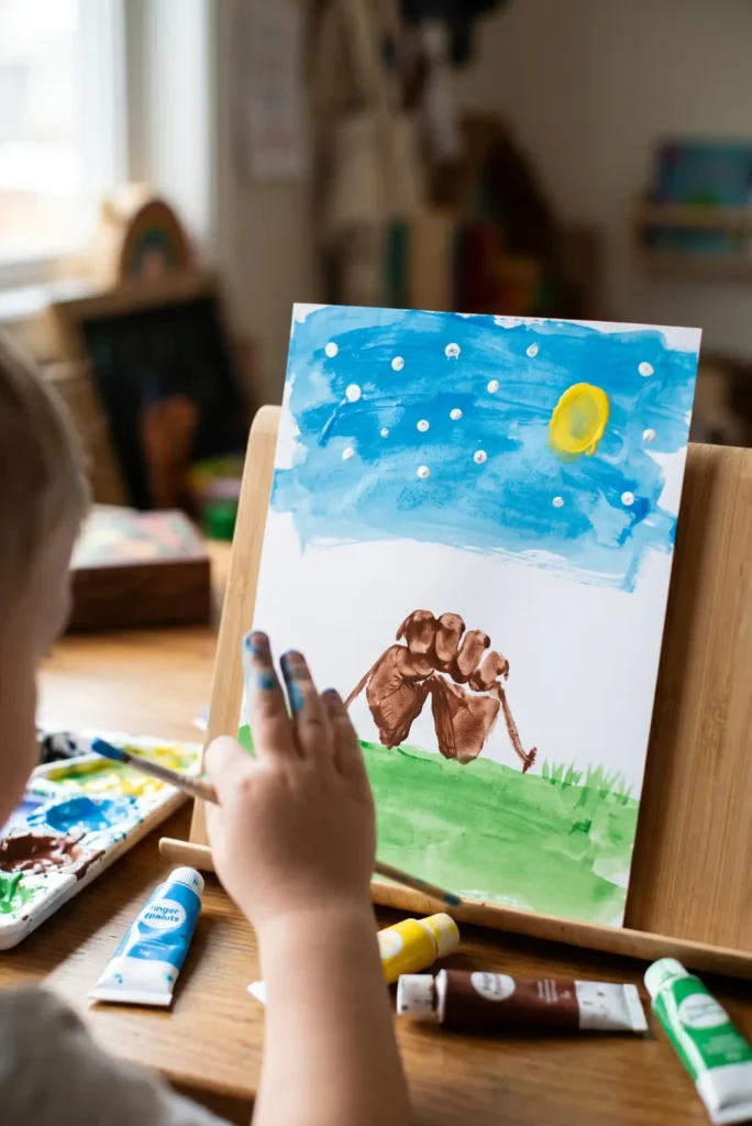 Fingerpaint Camping Scene