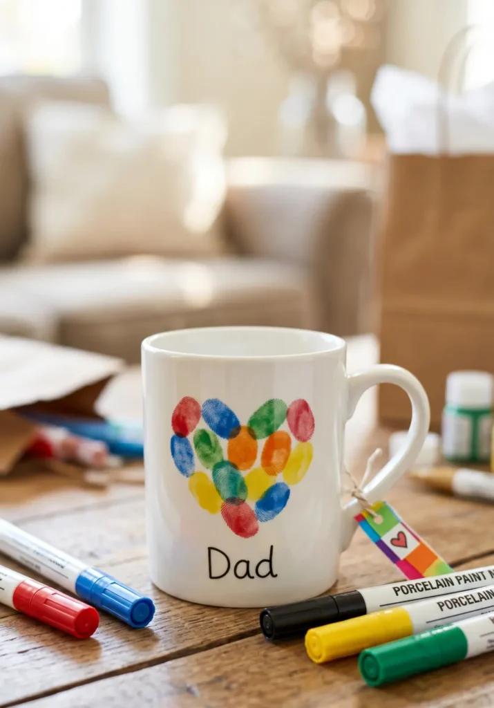 Fingerprint Heart Mug Painting Idea