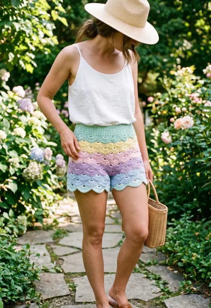 Floral Crochet Shorts Outfit Style
