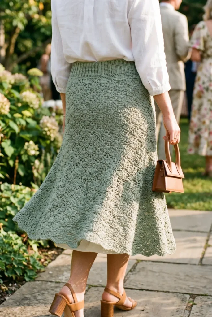 Flowy Crochet Midi Skirt Look