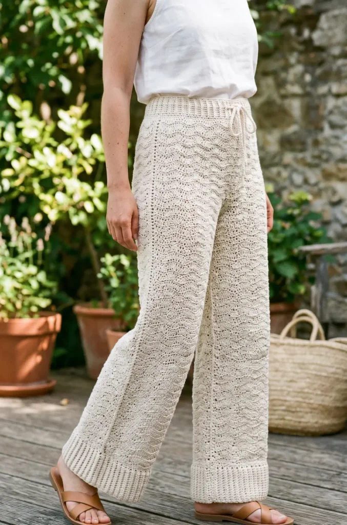 Flowy Wide-Leg Crochet Trousers