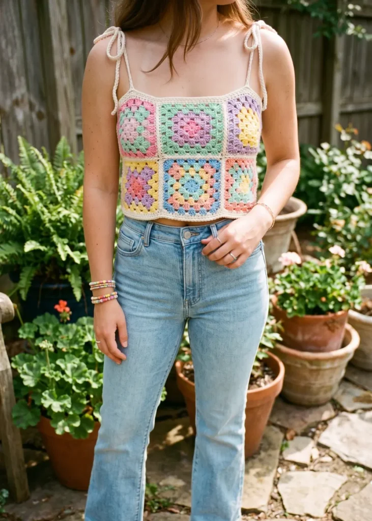 Granny Square Crop Top Look