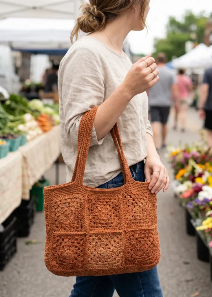 Granny Square Market Bag Design