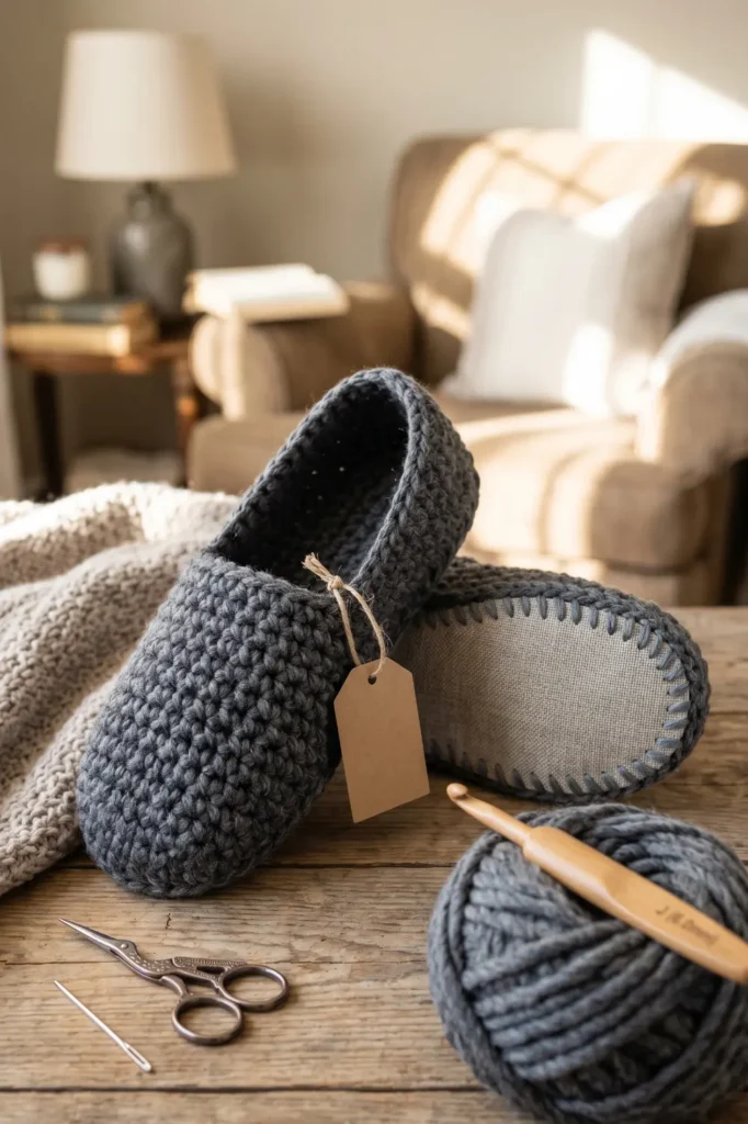 Handmade Crochet Slippers for Dad