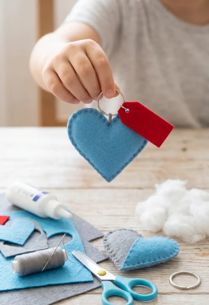 Handmade Felt Heart Keychain