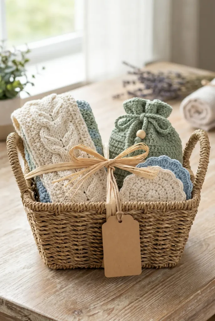 Handmade Spa Basket Crochet Set
