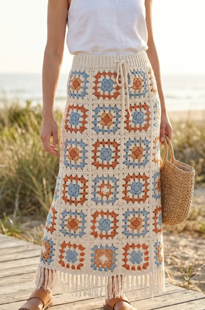 Lightweight Granny Square Skirt