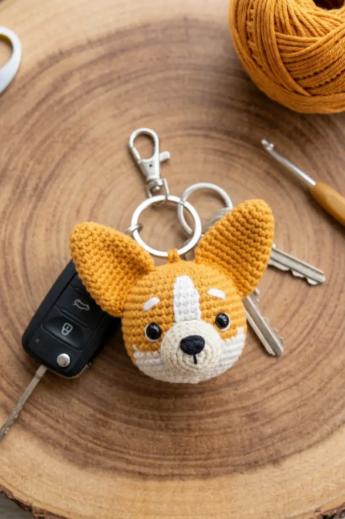 Little Corgi Crochet Keychain
