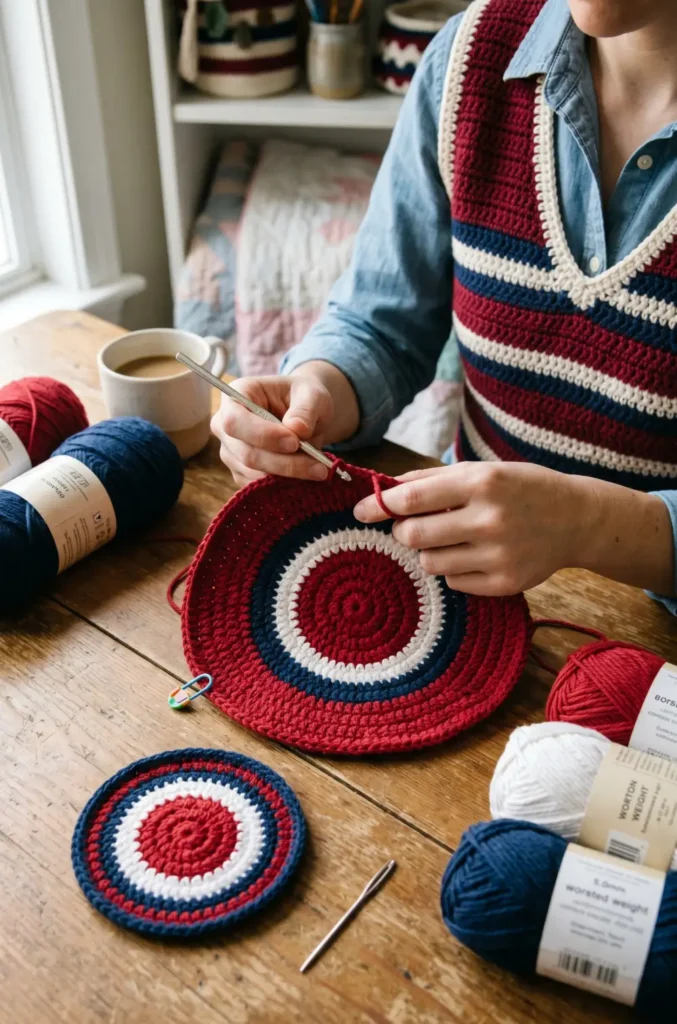  Matching Patriotic Coaster and Placemat Sets